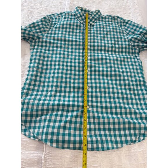 Tailored by J.Crew Mens Teal Gingham check button down all Cotton poplin Shirt L - Picture 8 of 10